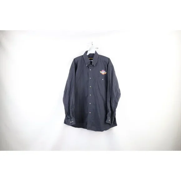 Vintage Shirts | Vintage 90s Mens Large Faded Spell Out 93.5 Wrqn Rock & Roll Radio Button Shirt | Color: Black | Size: L | Voguesquared's Closet